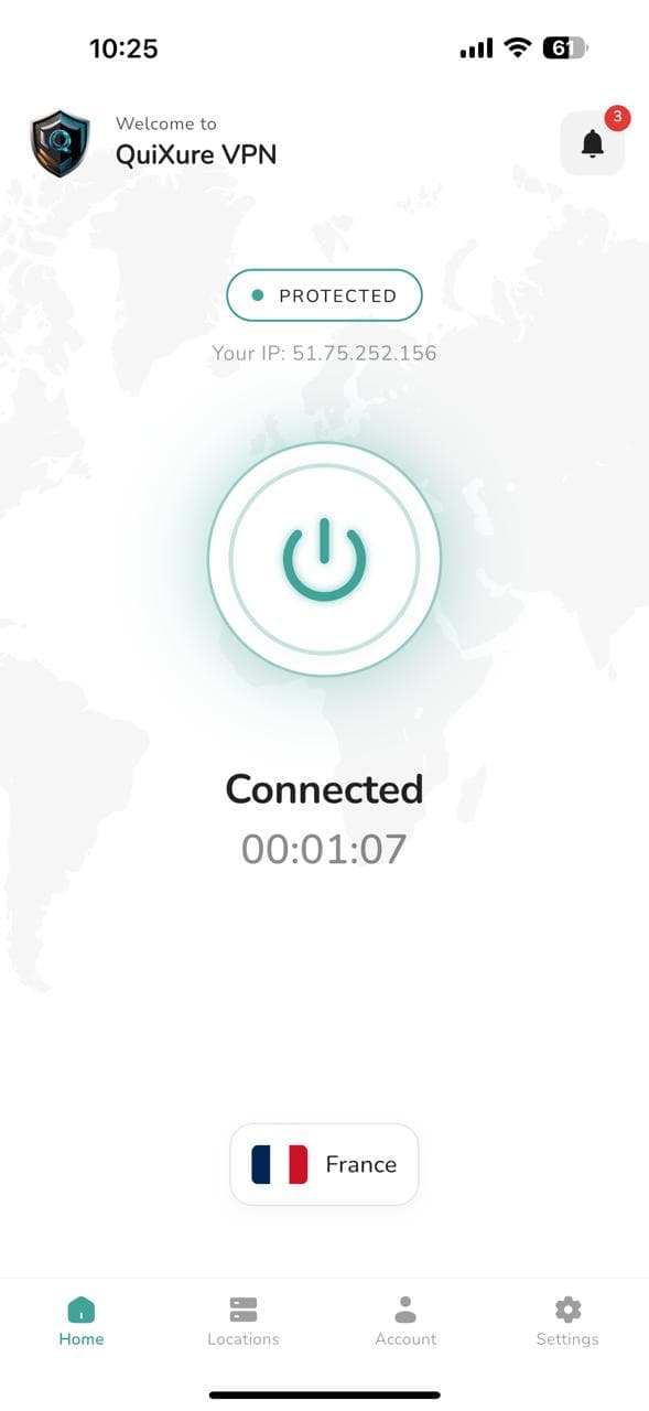 Quixure VPN — Connected