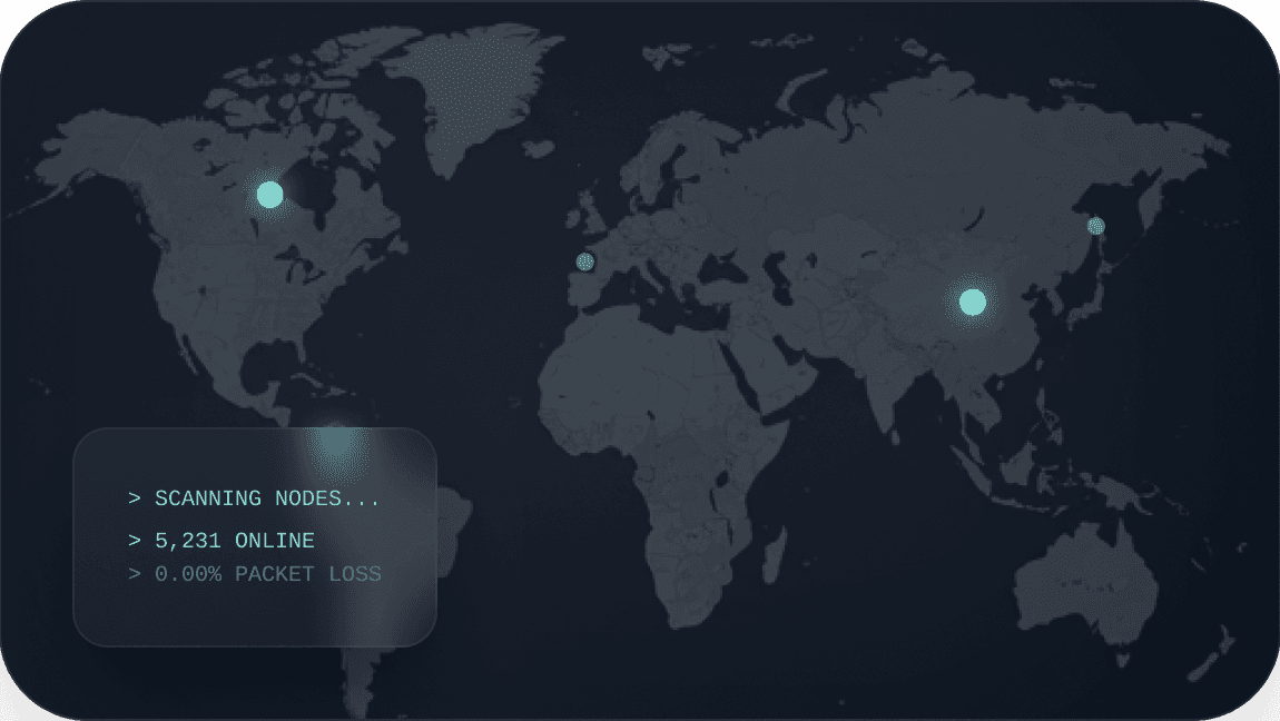 Map showing global server locations